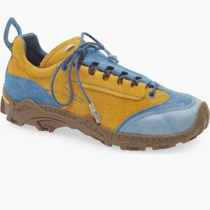 NIB Our Legacy Men Gabe blue yellow lace up Suede Sneakers shoes sz US 10 / EU43